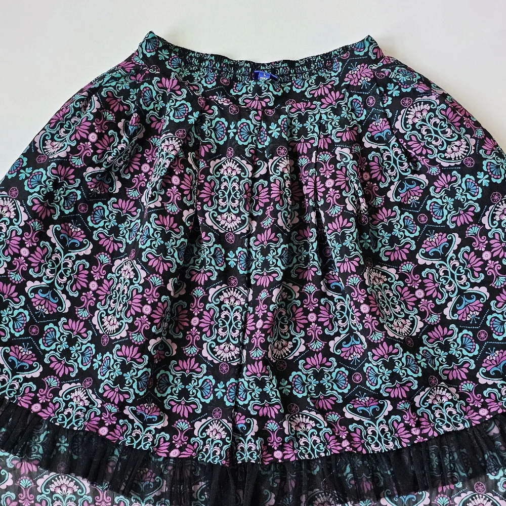 Disney Descendants 2 Skirt Evie Inspired Hi-Low Tulle Hem Floral Big Girl Size L